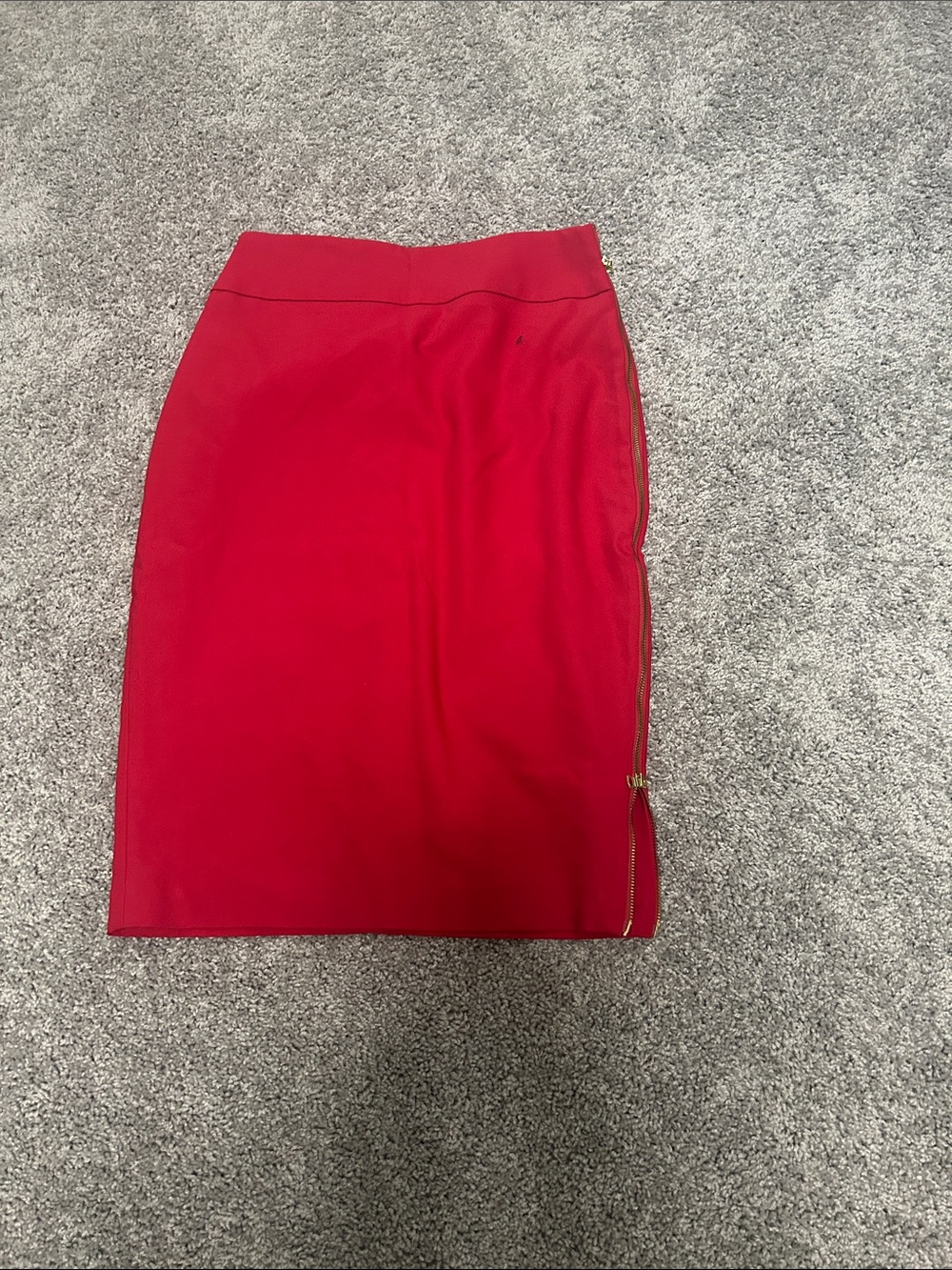 Express Red Pencil Skirt with Side Zip Accent